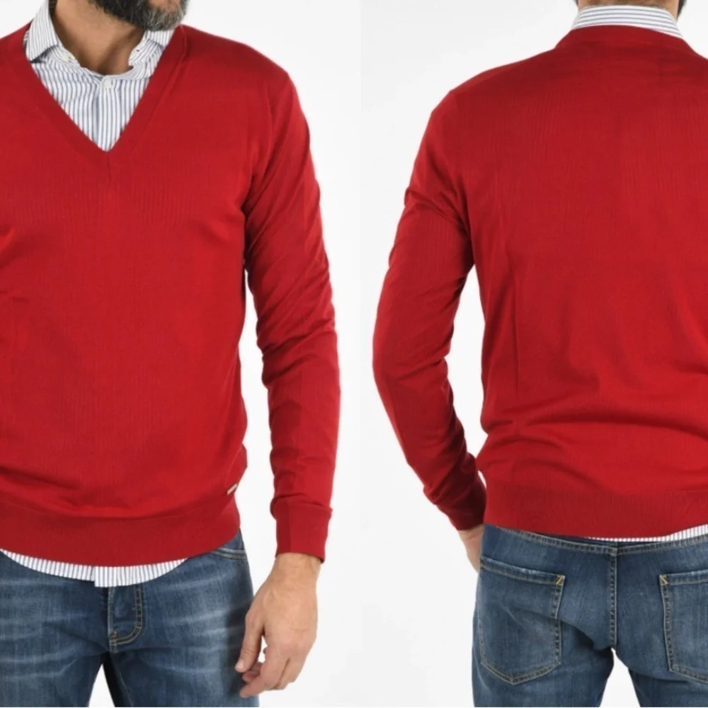 Sweater for Men imported exclusively from italy At Alexander red 100% wool red L